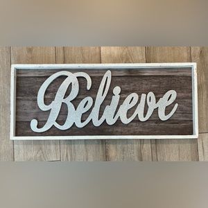 “Believe” sign from Hobby Lobby. Originally priced at $49.99, plus tax.